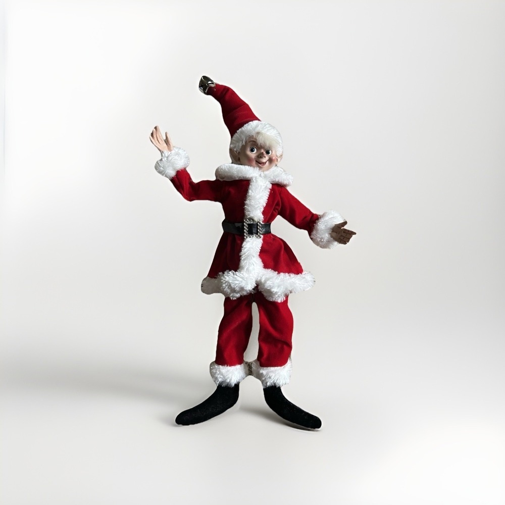 15" POSABLE ELF Red & White CHRISTMAS Decor Santa's Helpers‎ RAZ Imports